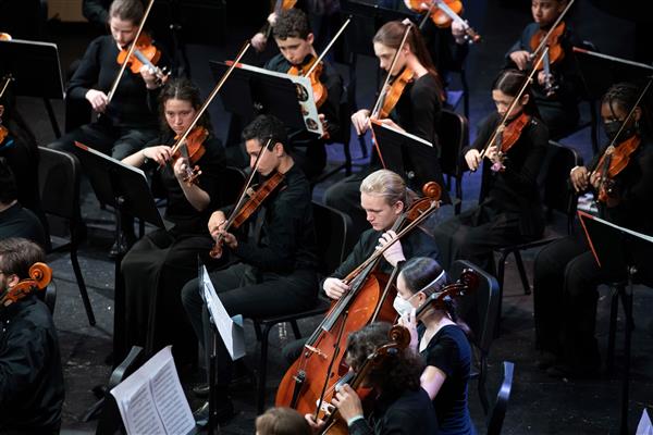 Students performing at the 2023-2024 All County Orchestra Concert